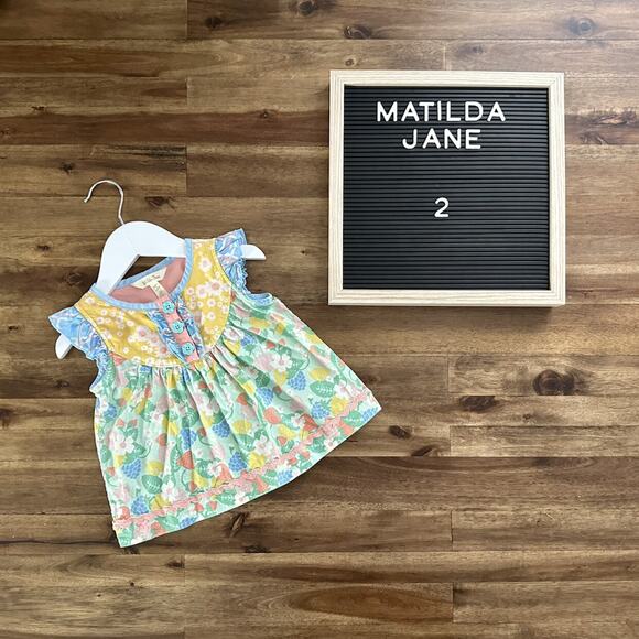Matilda Jane Dream Chasers Pastel Berries Love Note Tunic Top Sleeveless Green 2 - Picture 1 of 7